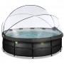 Басейн Exit Black 450x122 см з пісочним фільтром-насосом, куполом, драбинкою та тепловим насосом