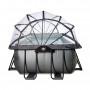 Басейн Exit Black 400x200х100 см з пісочним фільтром-насосом, куполом та драбинкою
