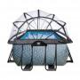 Бассейн Exit Stone 400x200х122 см с песочным фильтром-насосом, куполом, лестницей и тепловым насосом